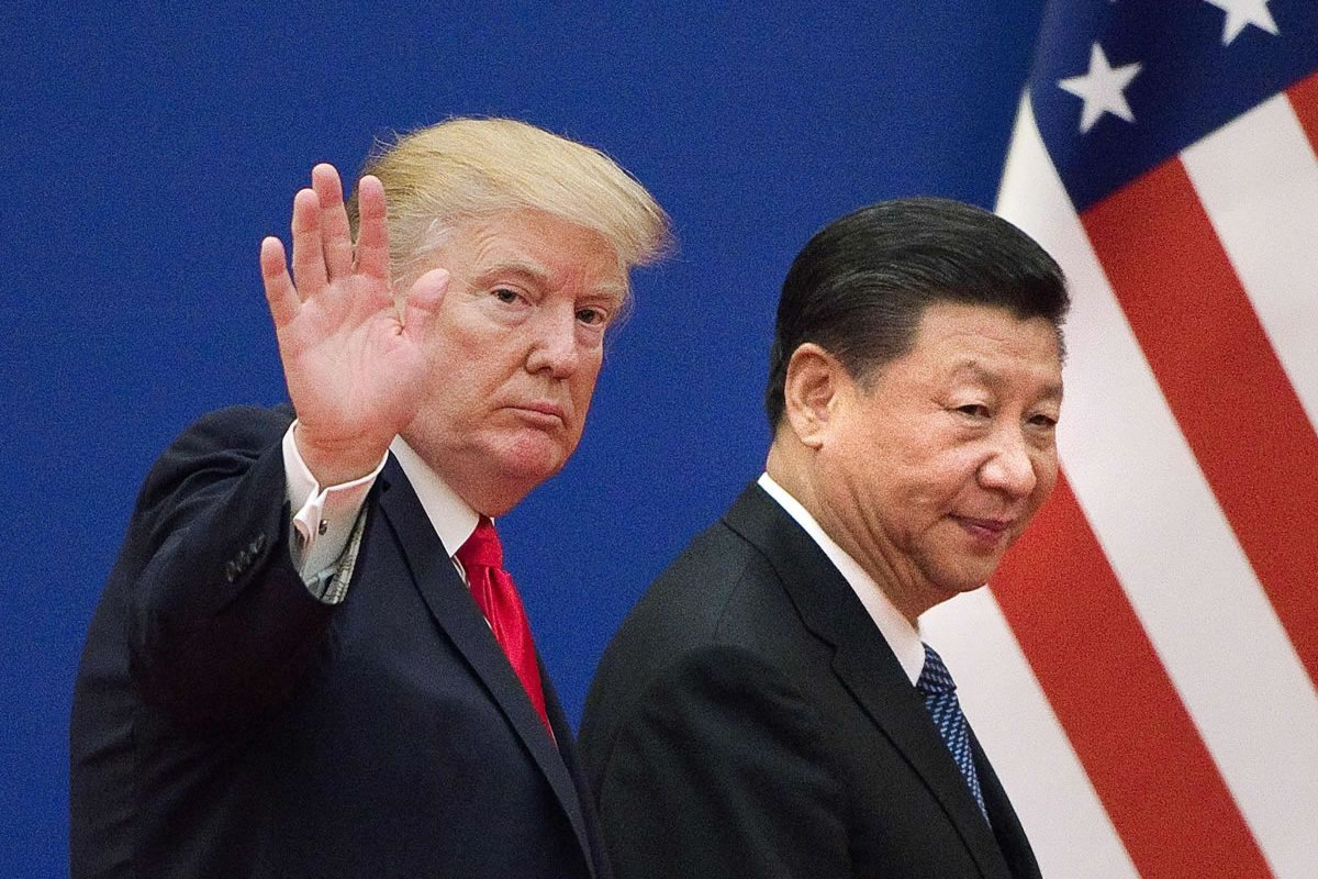 Photo des deux présidents américain et chinois, lors de négociations commerciales